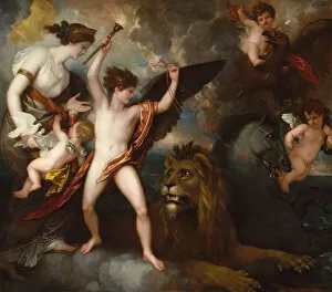 Mythical Creatures Gallery: Omnia Vincit Amor, or The Power of Love in the Three Elements, 1809. Creator: Benjamin West