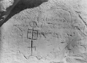 Graffiti Prints: Oñate's inscription, c1927. Creator: Edward Sheriff Curtis