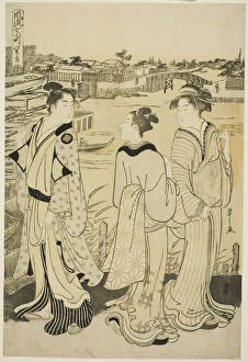 Eishi Chobunsai Collection: Ono no Komachi at Seki Temple, from the series The Fashionable Seven Komachi... about 1788