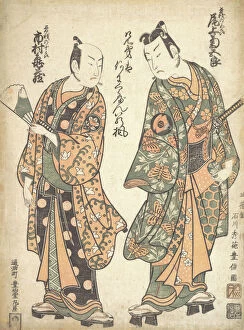 Onoe Kikugoro (Right) as Soga no Goro; Ichimura Kamezo as Soga no Juro, 1744. Creator: Ishikawa Toyonobu