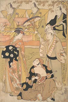 Onoe Matsusuke I as an Oiran Stands at the Left, Talking to Nakamura Nakazo I as a Sam