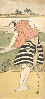 Kikugoro Iii Gallery: Onoe Matsusuke as a Man Standing on a Path through Rice Fields, ca. 1797. Creator: Katsukawa Shun'ei
