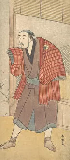 Onoe Baiko Gallery: Onoe Matsusuke as a Servant Standing Beside a House, ca. 1793?. Creator: Katsukawa Shun'ei