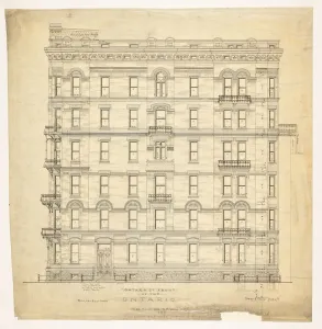 Elevation Prints: Ontario Apartments, Chicago, Illinois, Elevation, 1880. Creator: Treat & Foltz