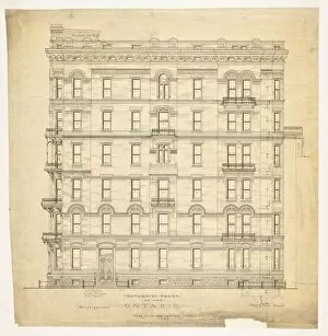 Ontario Apartments, Chicago, Illinois, Elevation, 1880. Creator: Treat & Foltz