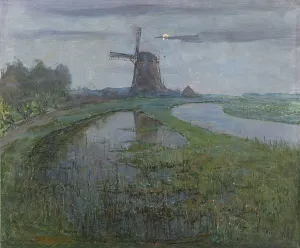 Piet Mondrian Prints: Oostzijdse Mill along the River Gein by Moonlight, c.1903. Creator: Piet Mondrian