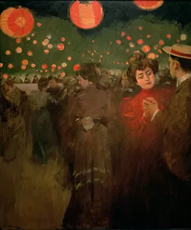 Lanterns Gallery: The Open-air dance, oil by Ramon Casas 1901-1902