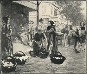 Open air market, Avenue de Clichy, 1915. Artist: Edgar Chahine