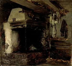 Jansson Karl Prints: Open fireplace, 1870-1871. Creator: Karl Emanuel Jansson