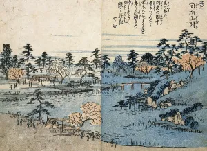 Ichiryusai Hiroshige Prints: The open gardens of the Tomigaokoa Shrine. 1850. Creator: Ando Hiroshige