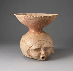 Deceased Collection: Open-Necked Vessel in the Form of a Human Head, Possibly Deceased, c. A. D. 200