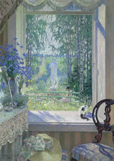 Bogdanov Belsky Prints: Open window onto a garden, 1911
