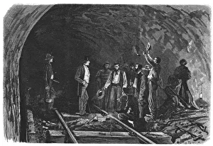 Images Dated 18th September 2012: Opening of the Alps, Mont - Cenis tunnel between France and Italy, union between the tunnels