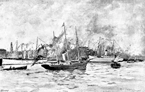 Georg Meisenbach Prints: The Opening of the Baltic Canal: arrivals at Hamburg, 1895. Creator: George Meisenbach