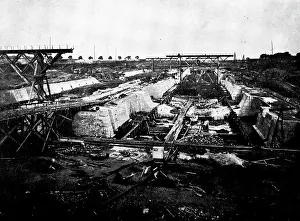 Construction Site Prints: The Opening of the Baltic Canal: building the lock walls near Brunsbuttel