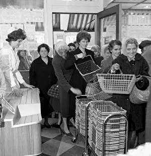 Shopping Basket Prints: Opening of Broughs supermarket, Thurnscoe, South Yorkshire, 1963