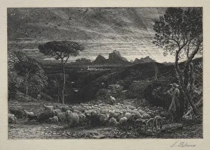 Samuel Palmer Prints: Opening the Fold, 1880. Creator: Samuel Palmer (British, 1805-1881)