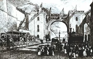 Images Dated 18th September 2012: Opening of the line from Liverpool to Manchester, September 15, 1830, with a Rocket machine