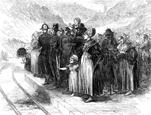 Military Band Prints: Opening of the Mont Cenis Tunnel: country people waiting to see the train pass