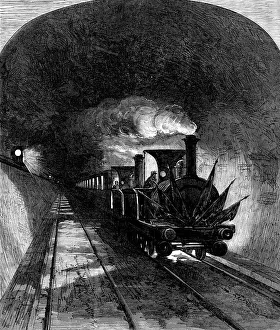 Inauguration Prints: Opening of the Mont Cenis Tunnel: the first train, 1871. Creator: Unknown