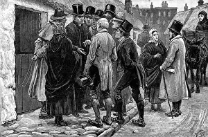 Shawls Prints: Opening of the new Irish Land Court in Connaught: consulting the priest