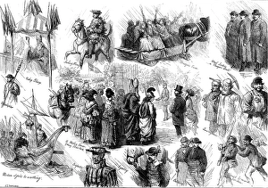 Butcher Prints: Opening of the new townhall at Bradford: sketches in the streets