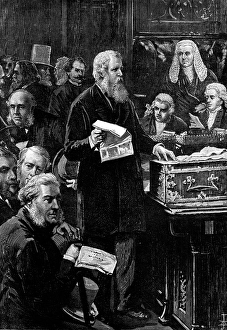 The Opening of Parliament: the Chancellor of the Exchequer speaking in the House of Commons, 1880. Creator: Unknown