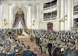 Americana Prints: Opening of Parliament by Queen Maria Christina Habsburgo with her son Alphonse in 1898