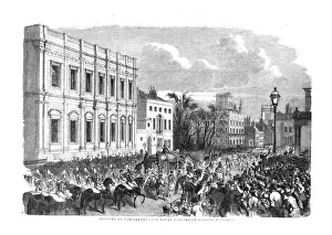 Opening of Parliament - The Royal Procession Passing Whitehall. 1854 Opening of Parliament - The Royal Procession Passing Whitehall. 1854