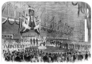 Train Station Prints: Opening of the railway from Gottenburg to Stockholm: arrival of the King of Sweden…