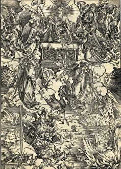 The opening of the seventh seal and the eagle crying Woe. From Apocalypsis cum Figuris, 1498 The opening of the seventh seal and the eagle crying Woe. From Apocalypsis cum Figuris, 1498