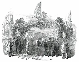 Opening of the Whitehaven and Furness Junction Railway - Arch at Broughton Station, 1850. Creator: Unknown