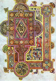 Ireland Collection: Opening words of St Lukes Gospel Quoniam from the Book of Kells, c800
