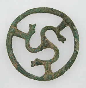 Open Work Prints: Openwork Belt Fitting with Serpent Design, Frankish, 500-700. Creator: Unknown