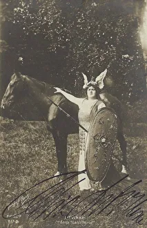 Brunnhilde Prints: The opera singer Felia Litvinne (1860-1936) as Brunnhilde in Die Walkure (The Valkyrie) by R