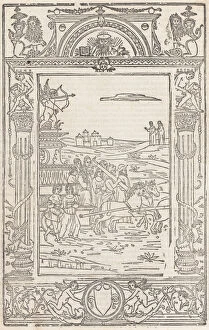 Printed Book With Woodcut Illustrations Collection: Opera..Triumphi, Soneti, & Canzone.. February 15, 1508. Creator: Pico Master