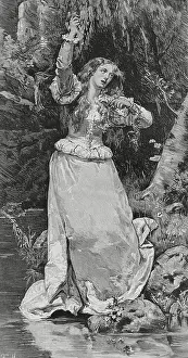 Shakespeare Prints: Ophelia, fictitious character from the play 'Hamlet' by William Shakespeare (1564-1616)