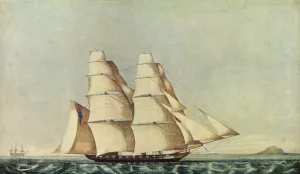 Clipper Prints: The Opium Clipper Brig Anonyma in the Straits of Malacca, 1846. Artist: Norman Hill