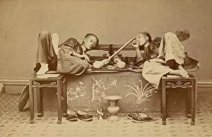Drug Gallery: [Opium Smokers], 1870s. Creator: Pun-Lun