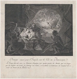 American Revolutionary War Collection: Orage causepar l Impot sur le Theen Amerique, ca. 1775. ca. 1775. Creator: Anon