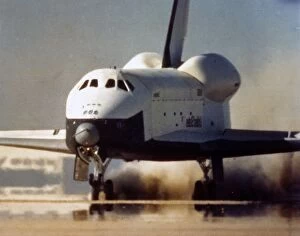 Orbiter Gallery: Orbiter flight tests, Space Shuttle Enterprise landing, USA, c1975. Creator: NASA