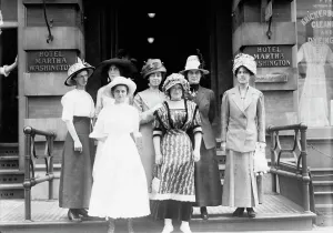 Suffragettes Prints: Oregon girls in N.Y. 1912. Creator: Bain News Service