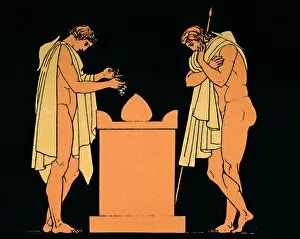 Seeley Gallery: Orestes at the Tomb of his Father, 1880. Artist: Flaxman