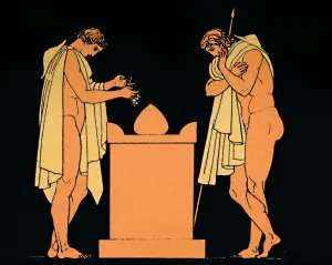 Orestes Prints: Orestes at the Tomb of his Father, 1880. Artist: Flaxman