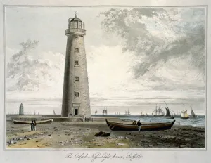 Daniell Prints: The Orford Ness Lighthouses, Suffolk, 1822. Artist: William Daniell