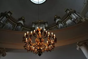 Protestantism Gallery: Organ and chandelier, Lutheran Cathedral, Helsinki, Finland, 2011. Artist: Sheldon Marshall