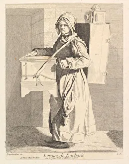 Carrying On Back Collection: Organ Grinder, 1737. Creator: Caylus, Anne-Claude-Philippe de