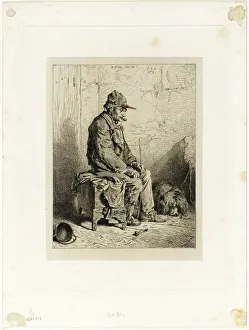 Jacque Charles Emile Prints: Organ Grinder, 1844. Creator: Charles Emile Jacque