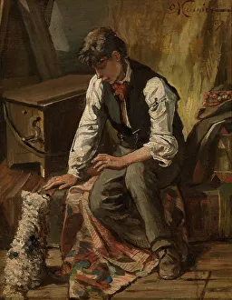 Organ Grinder, 1873. Creator: Constantin Emile Meunier