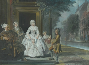 Crinoline Prints: The Organ Grinder, c1720-1750. Creator: Cornelis Troost